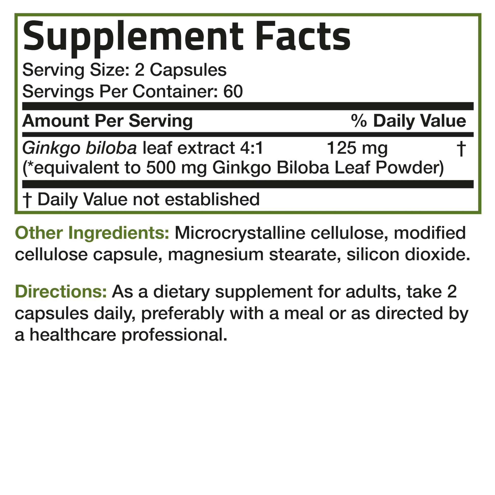 Bronson Ginkgo Biloba Extra Strength 125mg (4:1 Extract) Equivalent to 500mg BronsonBuy Supplements Australia