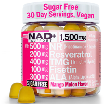 1500mg NAD+ Sugar Free Gummies | NAD + Plus NR TMG ALA Trans-Resveratrol Fisetin Supplements | Nicotinamide Riboside Trimethylglycine Alpha Lipoic Acid Betaine Pills Capsules Tincture Supplement Alt SHIZAMBuy Supplements Australia