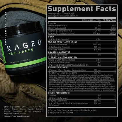 Kaged Original Pre Workout Powder | Berry Blast | Pre-Kaged | Formulated with Creatine KagedBuy Supplements Australia