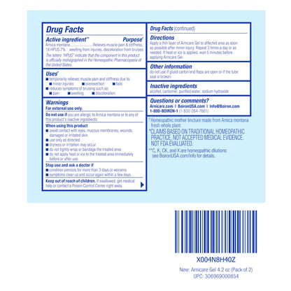 Boiron Arnicare Gel 4.2 oz (Twin Pack) for Joint Pain Relief, Muscle Pain, Muscle Soreness, and Swelling from Bruises or Injury - Non-Greasy and Fragrance-Free Arnica BoironBuy Supplements Australia