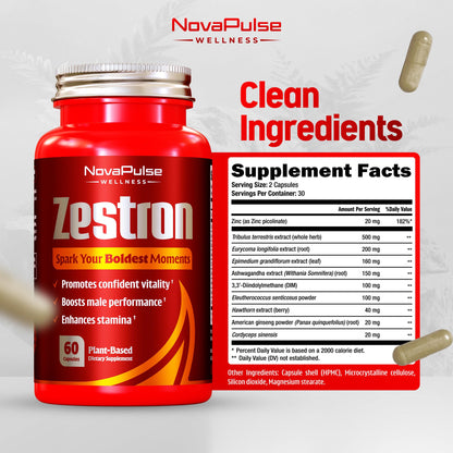 Male Enhancing Supplement Fast Acting Enlargement Pills for Men - Enhanced Size, Drive, Blood Flow, Libido, Testosterone Booster, Strength, Endurance - Boost Performance & Confidence - 60 Capsules NovaPulse WellnessBuy Supplements Australia