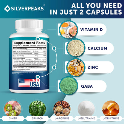 Calcium Supplement with Vitamin D3 and Zinc for Bone Health – Supports Bone Strength & Density – Gentle Non-Constipating Mineral & Amino Acids Blend for Women & Men - 60 Capsules (30 Day Supply) SILVERPEAKSBuy Supplements Australia