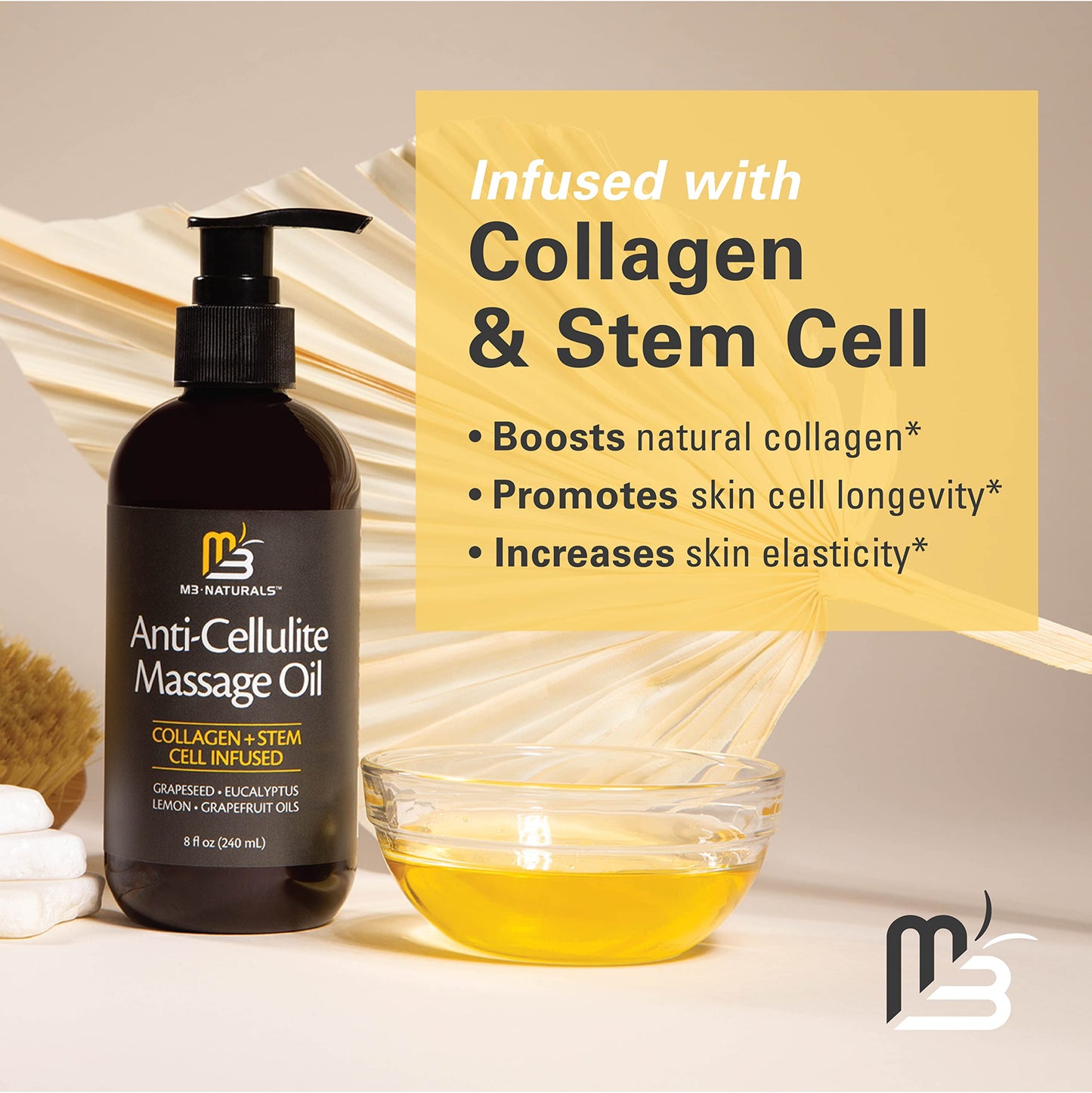 Anti Cellulite Massage Oil for Massage Therapy - Collagen and Stem Cell Skin Tightening M3 NaturalsBuy Supplements Australia