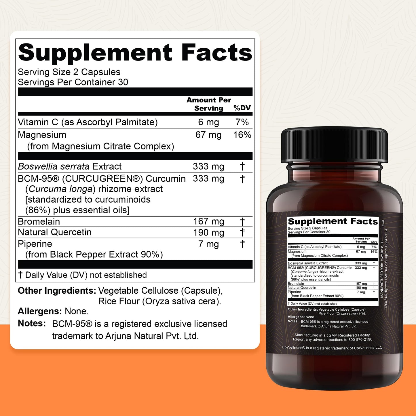 UpWellness Golden Revive + Joint Support Supplement Featuring Turmeric with Black Pepper, Quercetin, and Magnesium- Turmeric Boswellia Supplement - 6 Active Ingredients - 60 Capsules, 3 Pack UpWellnessBuy Supplements Australia
