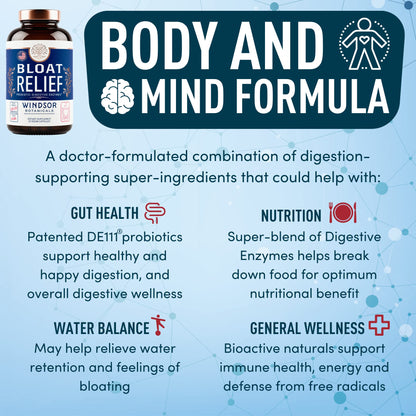Bloat Relief Probiotic and Digestive Enzymes - Anti Bloating Turmeric, Fennel, Bromelain IBS WINDSOR BOTANICALSBuy Supplements Australia