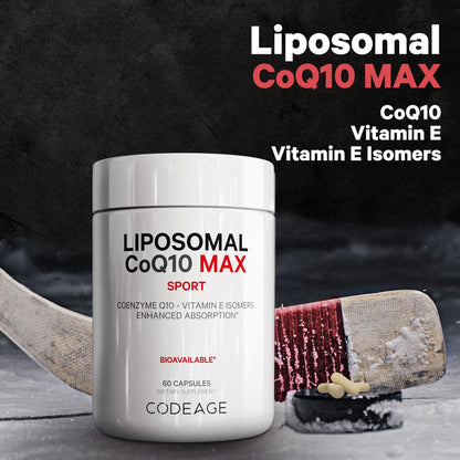 Codeage Liposomal CoQ10 Max Supplement - 250 mg Coenzyme Q10 with Vitamin E Isomers Tocopherols - 2-Month Supply - 1 Capsule Per Serving - Liposomal Delivery - Non-GMO, Gluten-Free - 60 Capsules CodeageBuy Supplements Australia