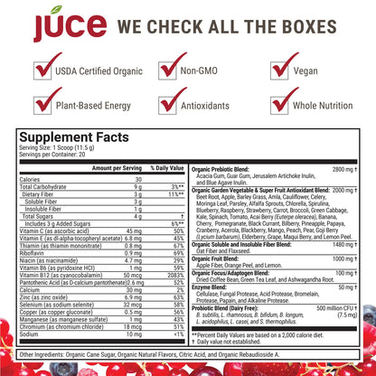 Terra Kai Organics JUCE Reds Organic Superfood Powder - Garden Berry Flavor | Fruit & Veggie Powder for Everyone w/64 Immune Boosting Superfood Plus Probiotics for Gut Health | 20 Servings (230g) Terra Kai OrganicsBuy Supplements Australia