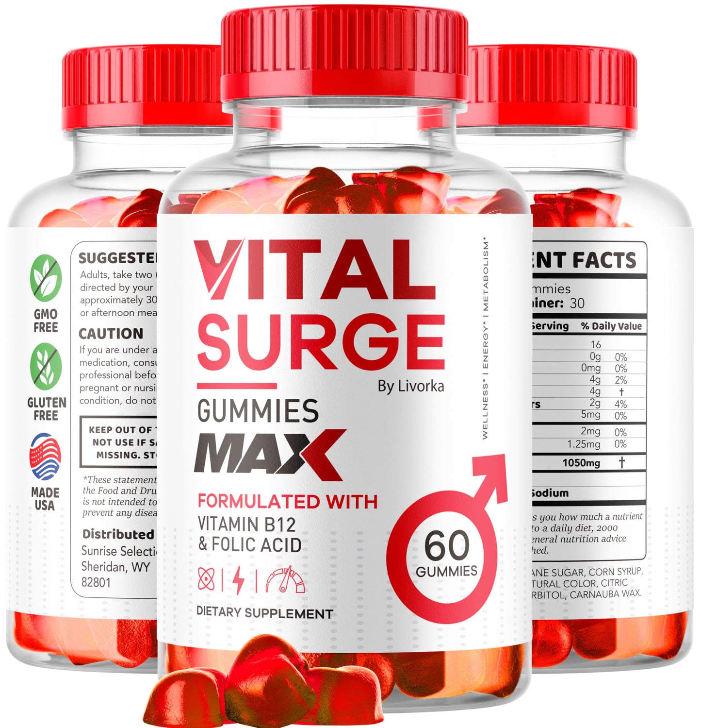 (2 Pack) Vital Surge - Vital Surge for Men, Max Maximum Strength 1050 MG, VitalSurge Supplement Support Gummy Advanced Formula, Premium Vitamin Gomitas (120 Gummies) LIVORKABuy Supplements Australia