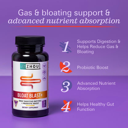 Zhou Nutrition Bloat Blast+ Digestive Enzymes with Probiotics, Bloating Relief for Women Zhou NutritionBuy Supplements Australia