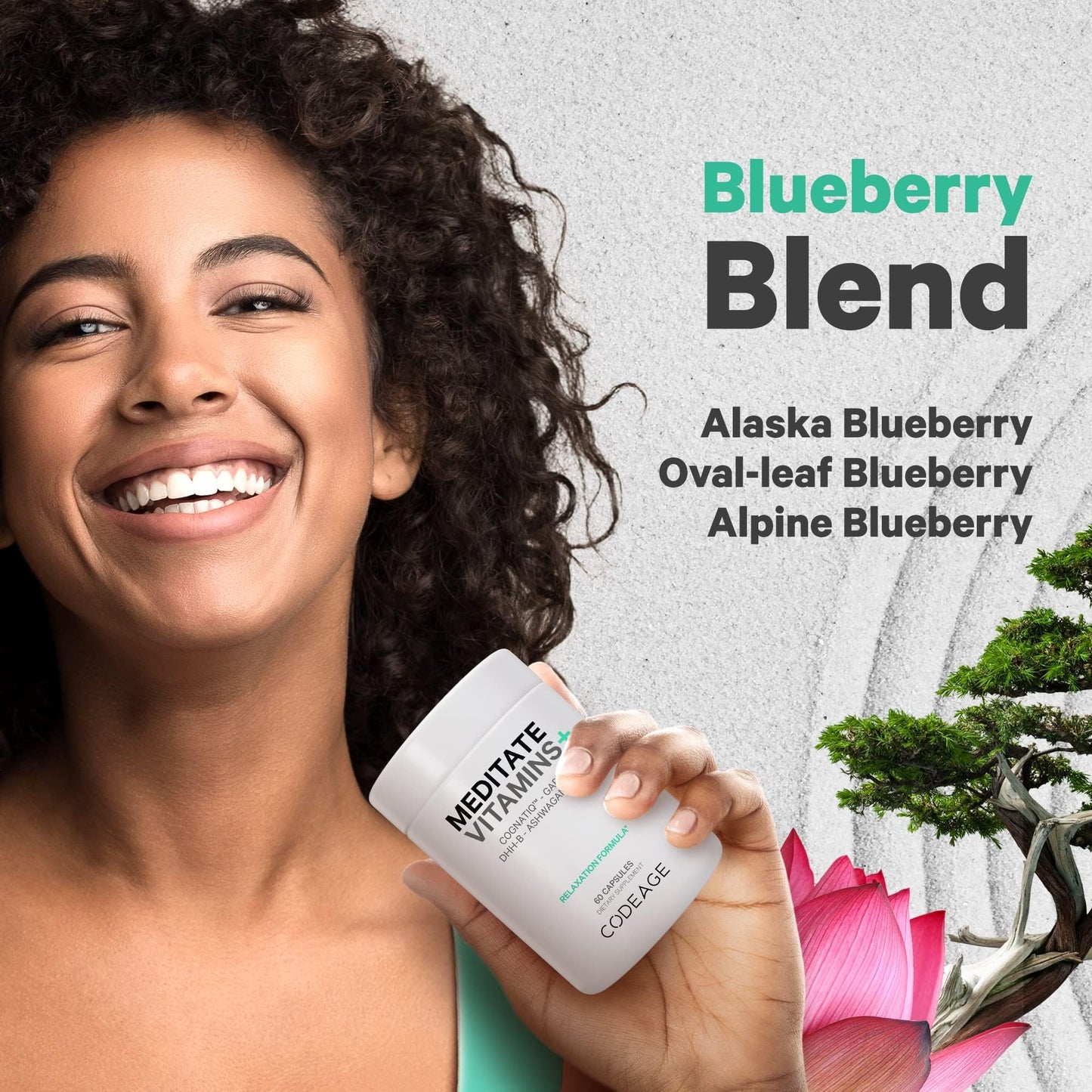 Codeage Meditate Vitamins+ Supplement - CognatiQ, DHH-B, GABA, Ashwagandha, Organic Mushrooms, Blueberries - BDNF Brain Pills and Neuroprotein - Vegan, Non-GMO, Gluten-Free - 60 Capsules CodeageBuy Supplements Australia