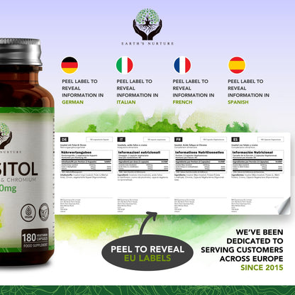 EN Myo-Inositol Chromium & Folate Blend | 1000mg Myo Inositol Per Serving | 180 Vegan Earth's NurtureBuy Supplements Australia