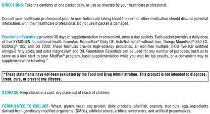XYMOGEN Foundation Essentials - Daily Supplement Packets for Overall Health - Fish Oil, Magnesium & Probiotics - Travel-Friendly - Gluten-Free & Non-GMO - 30 Packets XYMOGENBuy Supplements Australia