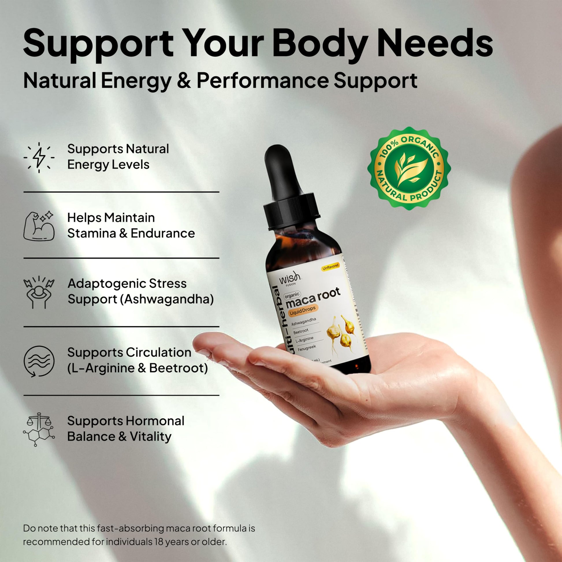 Wish Fusion Maca Root Liquid Drops 2 Pack Organic Maca Root Drops for Energy Support Hormone Balance, Mood Maca Root, Ashwagandha & Tongkat Ali Blend, Liquid Maca Root Extract Fenugreek & Beetroot Wish FusionBuy Supplements Australia