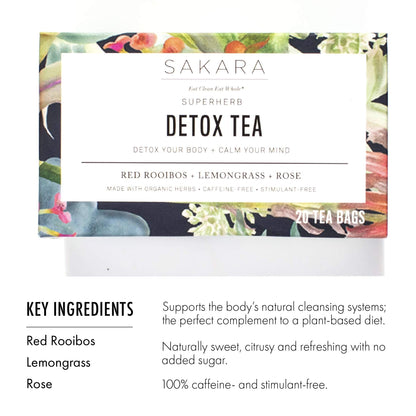 Sakara Detox Tea - Herbal Tea with Rose Petals, Lemon Peel, Lemongrass, & Rooibos SAKARABuy Supplements Australia