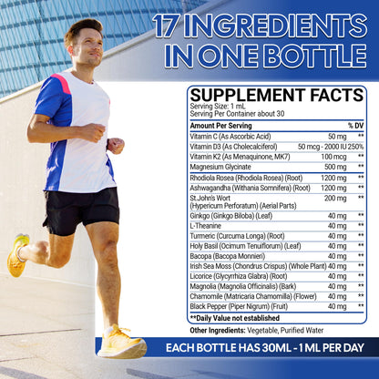 17in1 Rhodiola Rosea Liquid Drops with blend Ashwagandha Magnesium, L-Theanine. Ultra Strength Rhodiola Cortisol Supplement, Rhodiola Root for Support Relaxation, Mood, Energy - 1 FL Oz - 60 Day MeciscoBuy Supplements Australia
