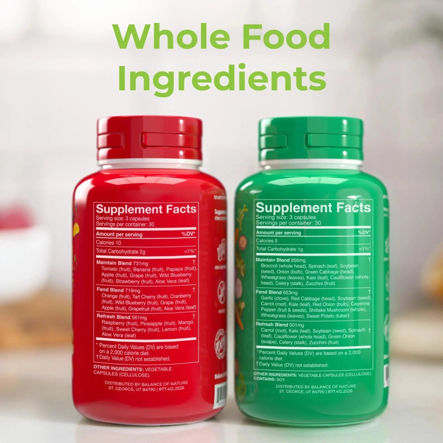 Balance of Nature Fruits & Veggies Supplements - Whole Fruit and Vegetable Ingredients for Women, Men, and Kids - 90 Fruits Capsules, 90 Veggies Capsules - 2 Sets Balance of Nature