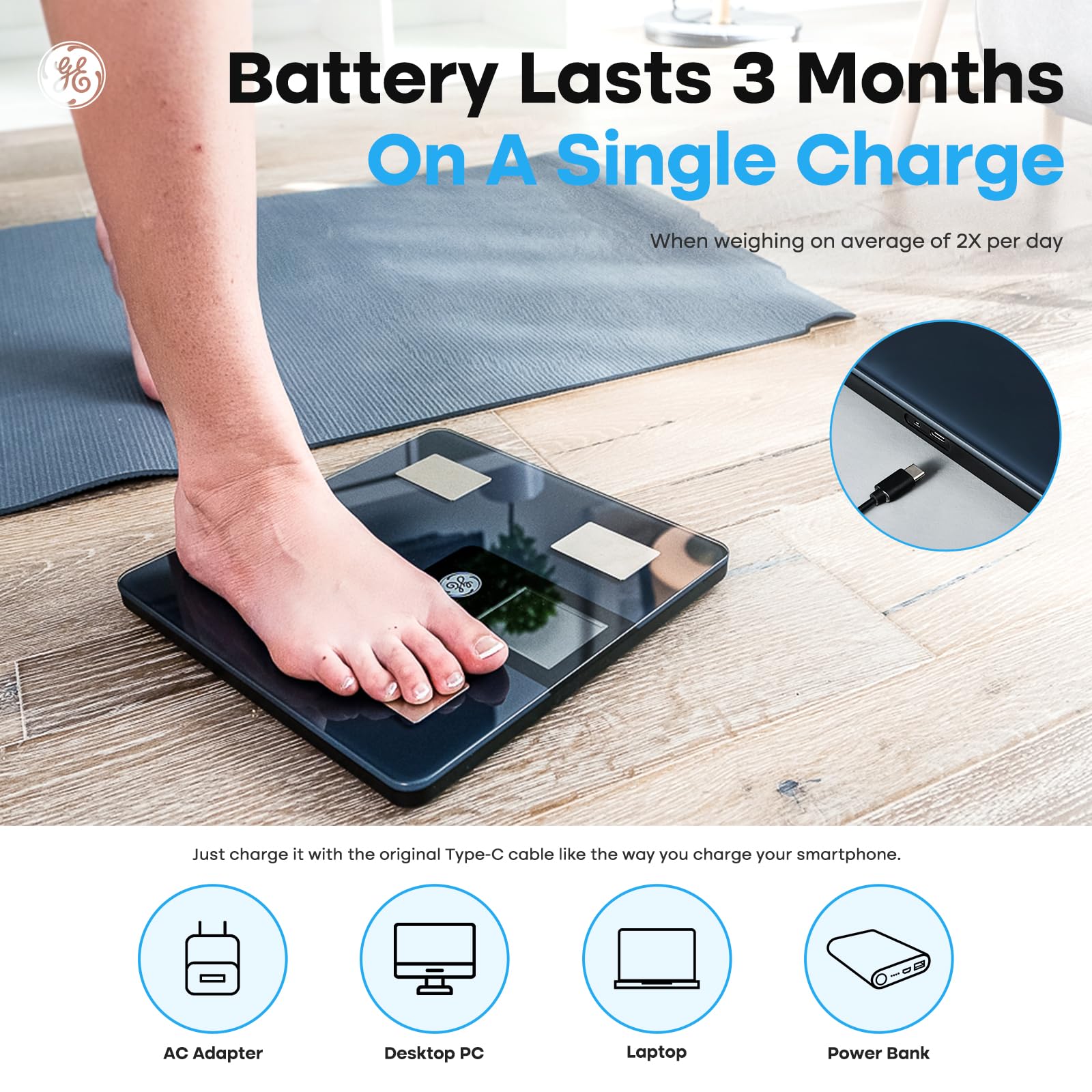 GE Smart Scale for Body Weight and Fat Percentage with All-in-one LCD Display GEBuy Supplements Australia