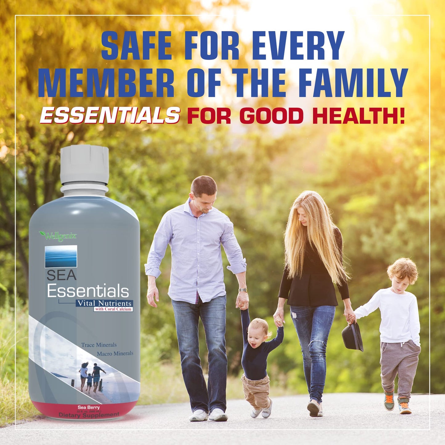 Wellgenix Sea Essentials Liquid Mineral Dietary Supplement with Trace and Macro Minerals and Coral Calcium – Sea Berry Flavor – 32 fl oz WellgenixBuy Supplements Australia