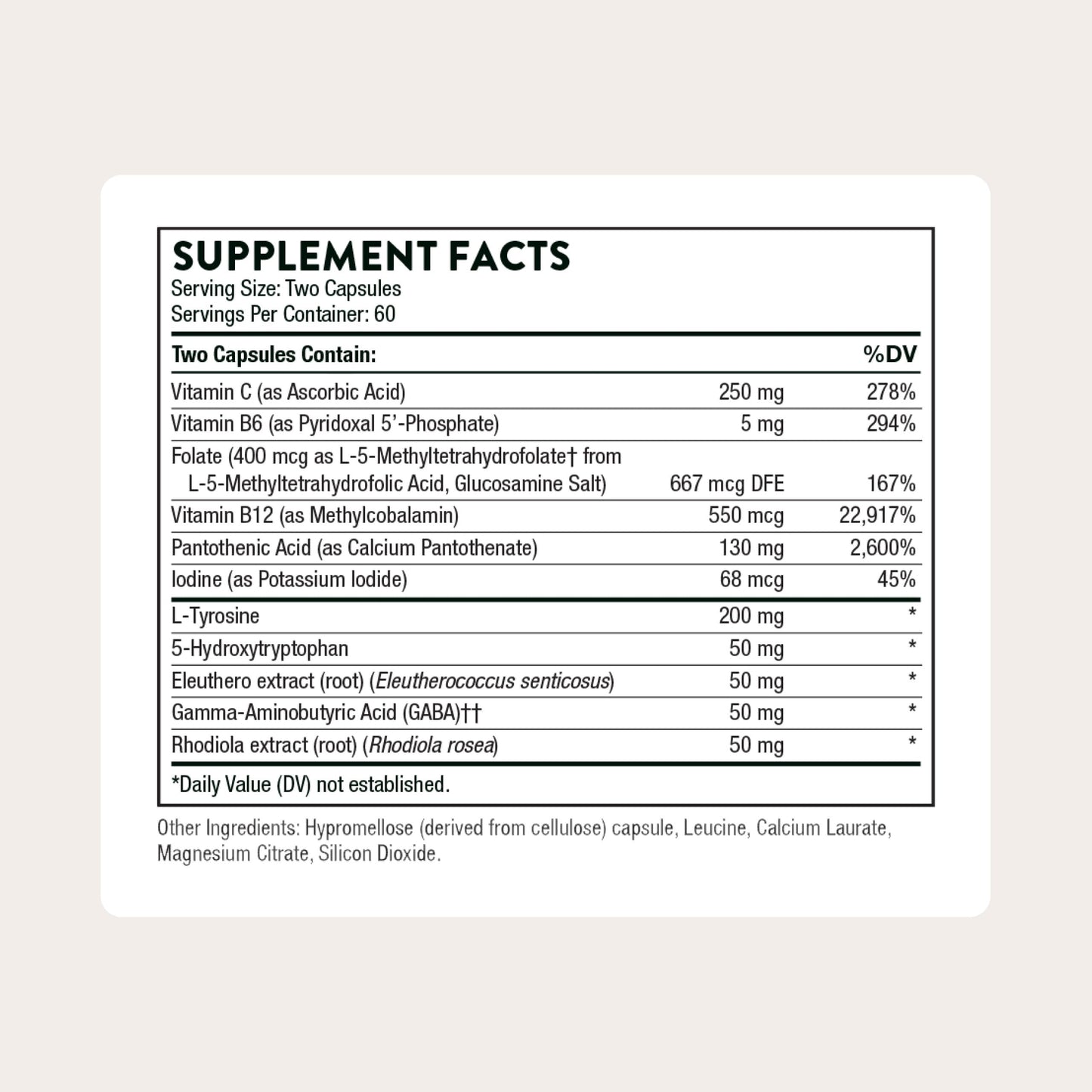 THORNE - Emotion Balance Support - Supports Mood & Stress Management* - Vitamins B6, B12 & C, 5-HTP, GABA, Rhodiola, Folate (5-MTHF) & L-Tyrosine - Third-Party Certified - Gluten-Free - 120 Capsules THORNEBuy Supplements Australia