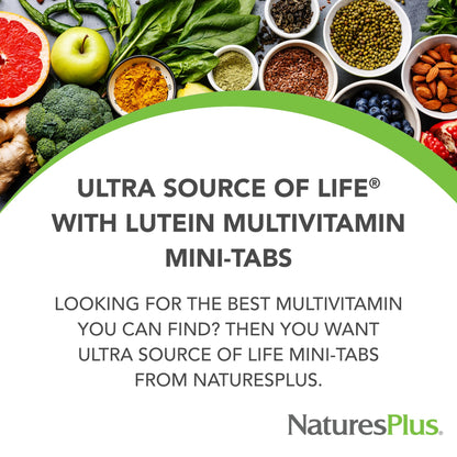 NaturesPlus Ultra Source of Life Multivitamin - 180 Mini-Tablets - with Whole Foods, Herbs, Lutein & Enzymes - Vegetarian, Gluten Free - 30 Servings NaturesPlusBuy Supplements Australia