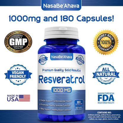 NASA Beahava 100% Pure Resveratrol - 1000mg Per Serving Max Strength (180 Capsules) NasaBeahavaBuy Supplements Australia