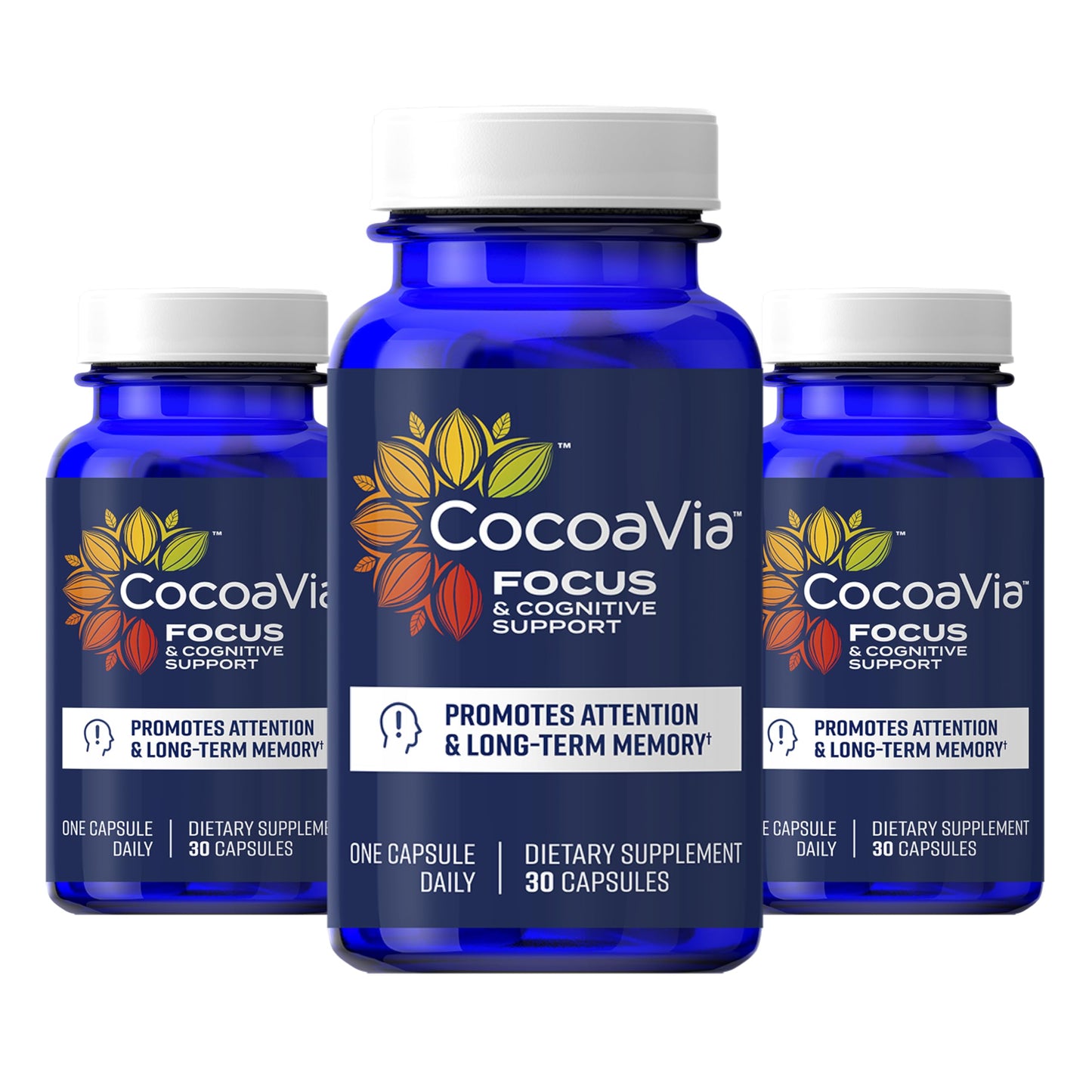 CocoaVia Memory & Focus Brain Supplement, 90 Day, Cocoa Flavanol Blend, Lutein, Added Caffeine for Boost. Improve Cognitive Function, Attention, Vegan & Plant Based, 90 Capsules CocoaViaBuy Supplements Australia