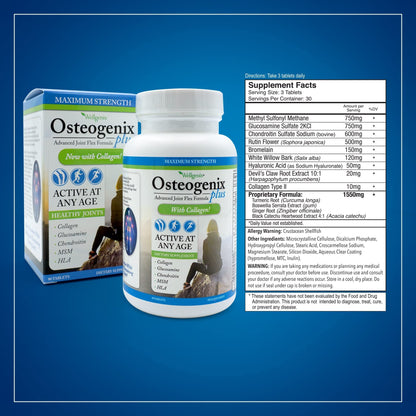 Wellgenix Osteogenix Advanced Joint Flex Formula (90 Ct) - Knee Supplement with Collagen II, Glucosamine, Chondroitin, MSM & HLA - Lubrication & Discomfort Support Tablets for Men & Women WellgenixBuy Supplements Australia