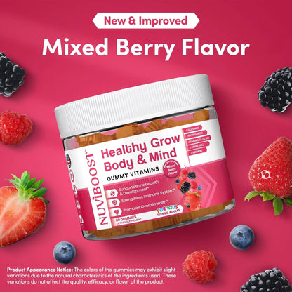 NUVIBOOST Healthy Grow Height Growth Gummies Rich in Calcium, Vitamins C, D3, K2, L-Arginine, Ashwagandha, and Others NUVIBOOST