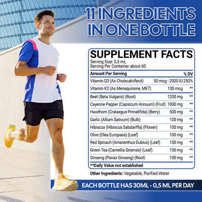 11in1 Beet Root Liquid Drops - Support Overall Wellness - with Vitamin D3, Vitamin K2, Hawthorn Berry, Cayenne Pepper, Garlic, Hibiscus, Olive, Red Spinach, Green Tea - 1 FL Oz - 60 Day Supply MeciscoBuy Supplements Australia