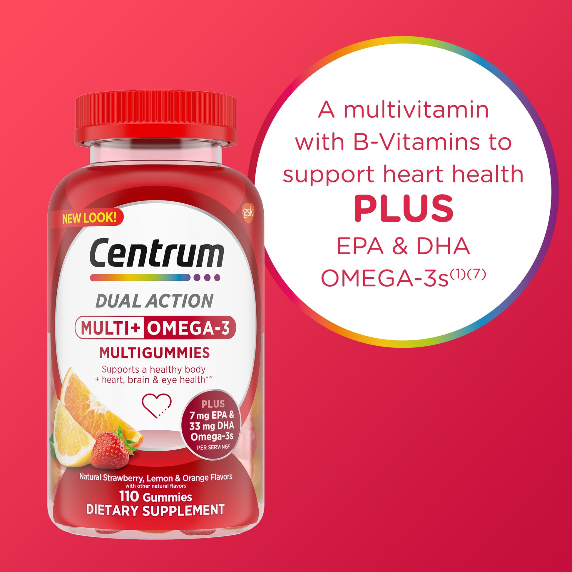 Centrum MultiGummies Multi+ Omega 3 Dual Action, Adult Multivitamin, Multivitamin/Multimineral/Omega 3 CentrumBuy Supplements Australia