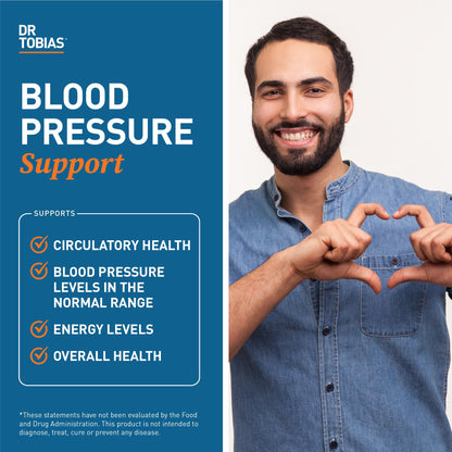 Dr. Tobias Blood Pressure Support Supplement with Hawthorn, Hibiscus Flower, Olive Leaf & Garlic, Supports Normal Circulatory Health with Vitamins C, B6, B12, Niacin, Folate & Herbs, 90 Capsules Dr. TobiasBuy Supplements Australia
