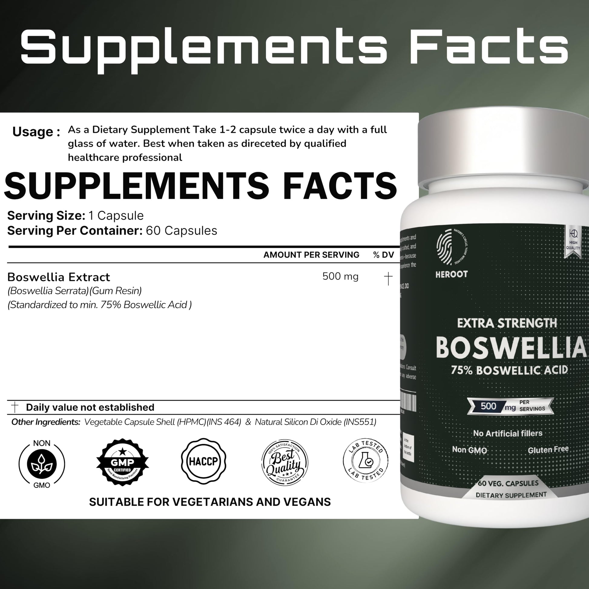Heroot Boost Joint Mobility with 75% Extra Strength Boswellia Serrata Extract, 120 Capsules HerootBuy Supplements Australia