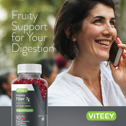 Prebiotic Fiber Gummies 7G Extra Strength [Zero Sugar Added] Digestive Heath Regularity ViteeyBuy Supplements Australia