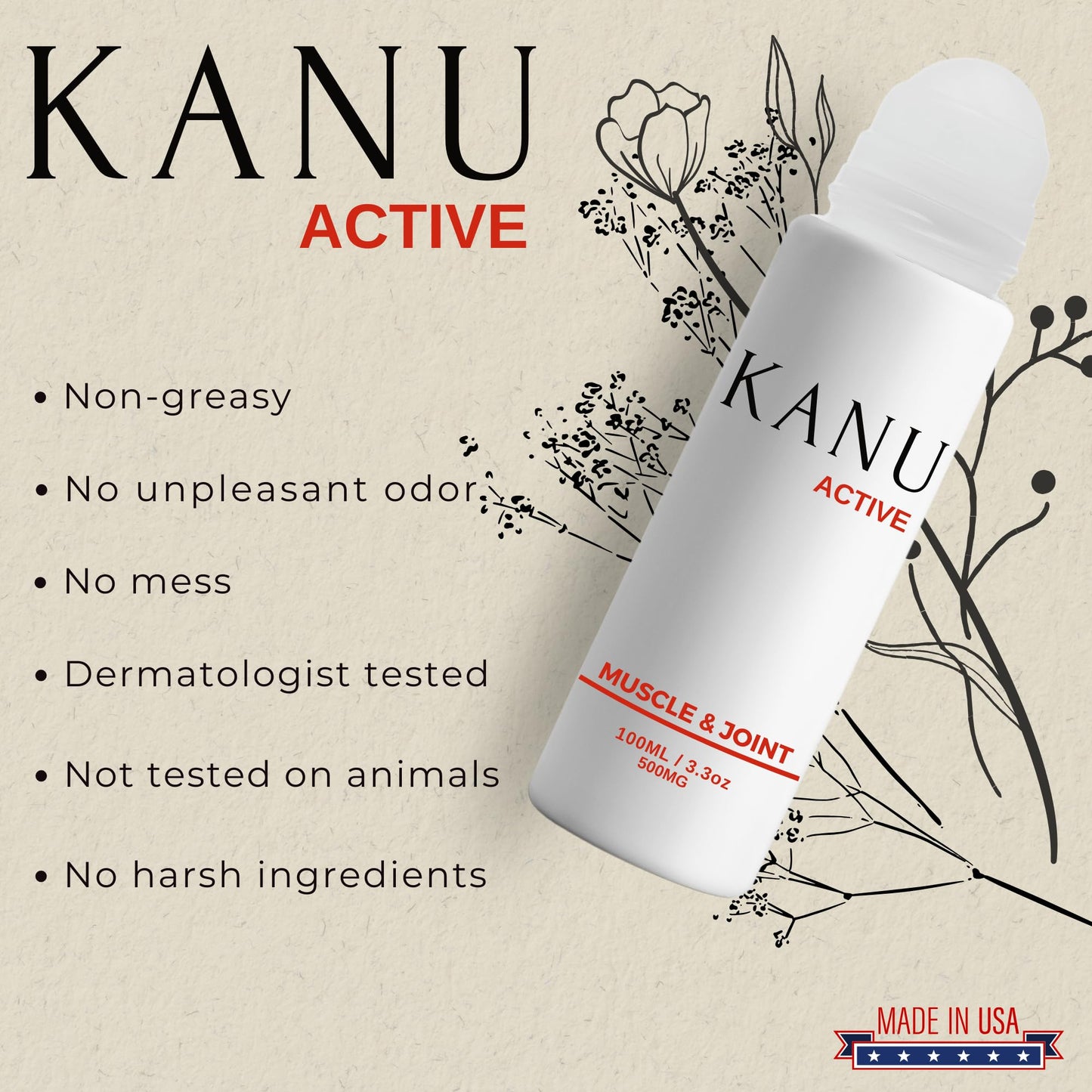 Muscle & Joint Relief Roll-On Cooling Serum- 3.3 oz- Fast Absorbing Pain Relief for Sore Muscles and Joints- Workout Recovery and Joint Support for Athletes and Active Lifestyles KANUBuy Supplements Australia