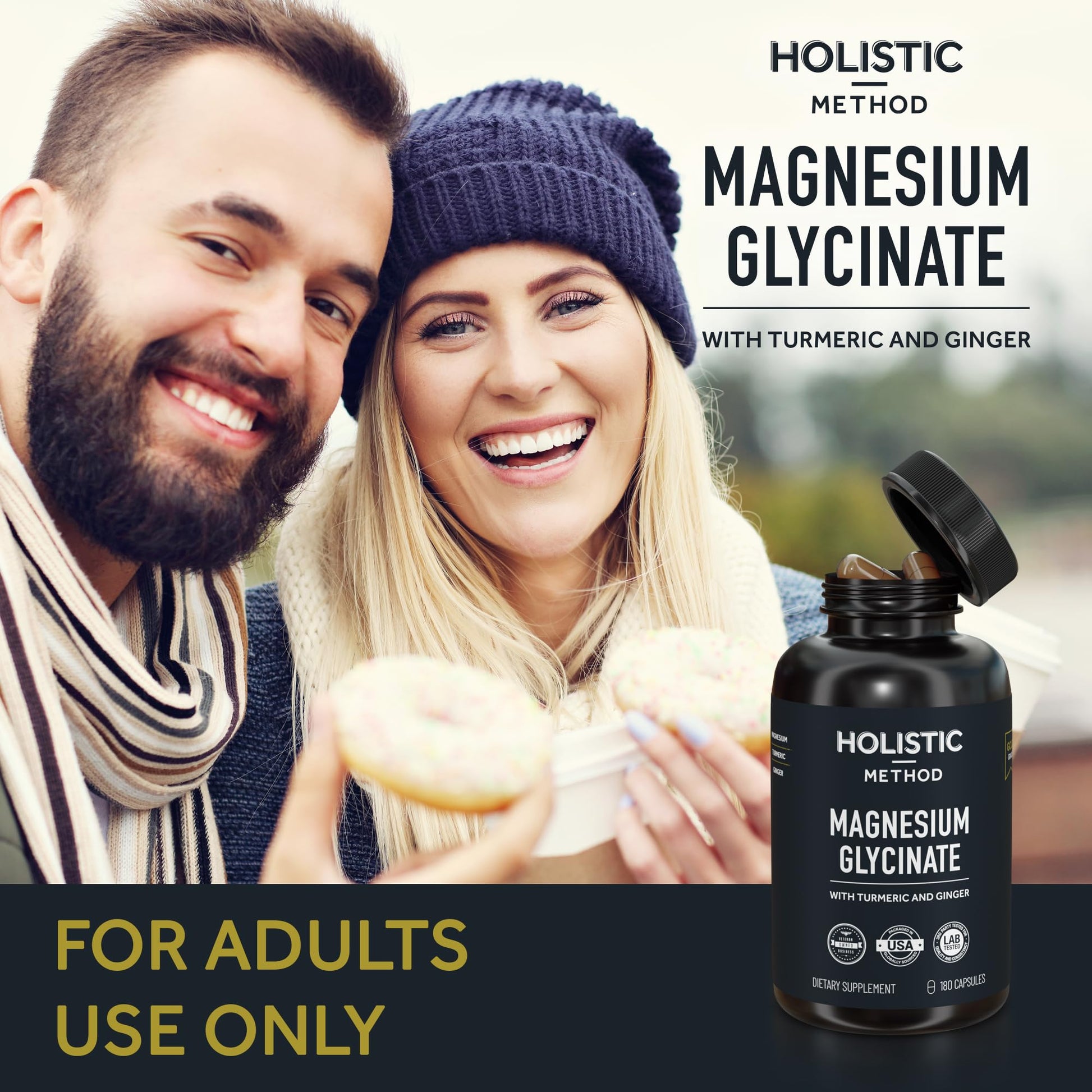 Magnesium Glycinate Capsules with Organic Turmeric and Ginger - 180 Vegan Capsules for Sleep, Relaxation, Muscle Cramps and Immune Support Holistic MethodBuy Supplements Australia