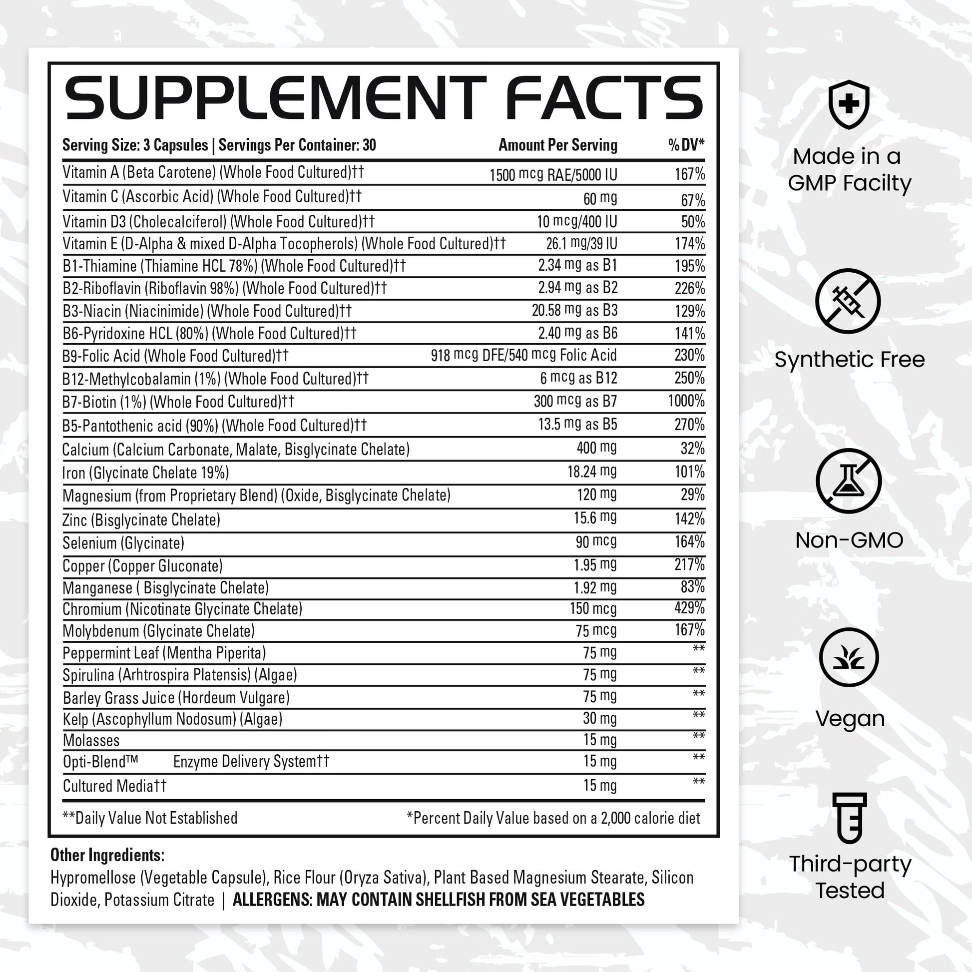Gains in Bulk Square 1 Multivitamin and Mineral Supplement for Women and Men, Vitamins, Digestive Enzymes and Organic Minerals for Muscle Health, Performance and Immune Support, 90 Capsules GAINS IN BULK GAINSINBULK.COMBuy Supplements Australia