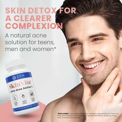 Zen Nutrients SkinVite Natural Skin Supplement for Women, Men & Teens - Hormonal Breakouts & Clear Skin Support Supplement - Detoxifying Vitamin for Acne and Digestion Support Zen NutrientsBuy Supplements Australia
