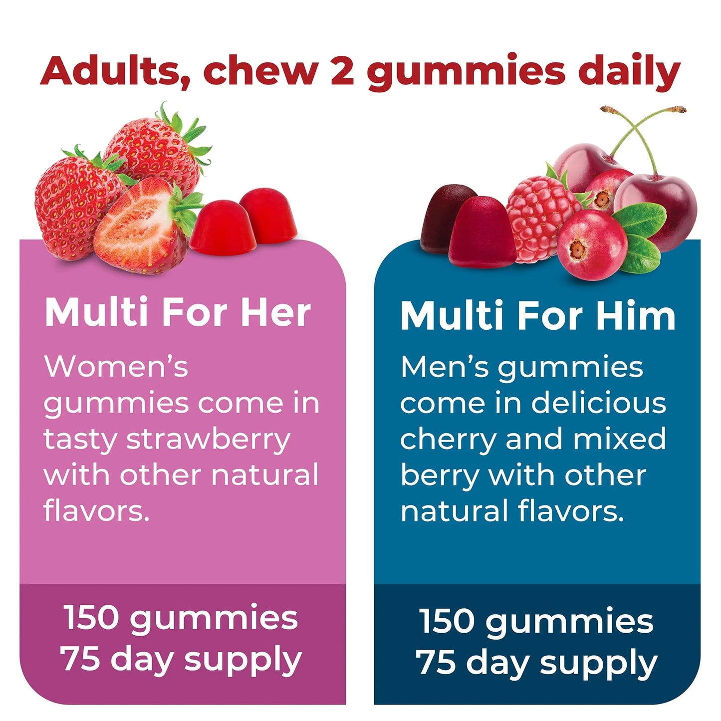 Nature Made Multivitamin Gummies Combo Pack for Him & Her, Tasty Men & Womens Multivitamin with Vitamin C, Vitamin D3, B Vitamins Nature Made