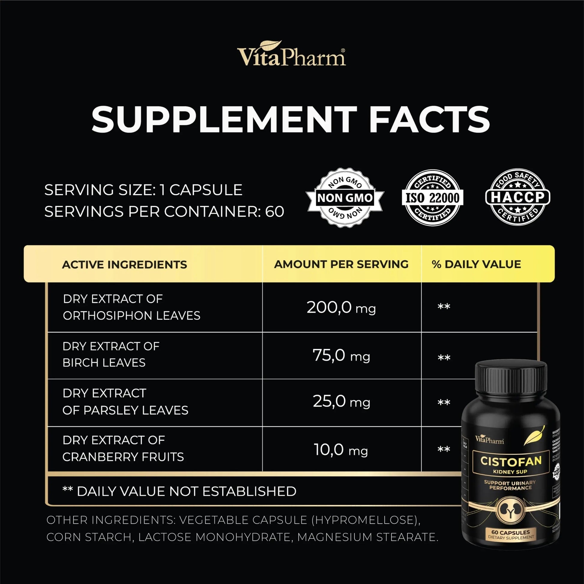 CISTOFAN Kidney Support Supplement – Herbal Formula with Java Tea, Birch Leaf, Parsley & Cranberry – Supports Urinary Tract & Kidney Function – Natural Diuresis – 60 Capsules – Non-GMO – Made in EU VitaPharmBuy Supplements Australia
