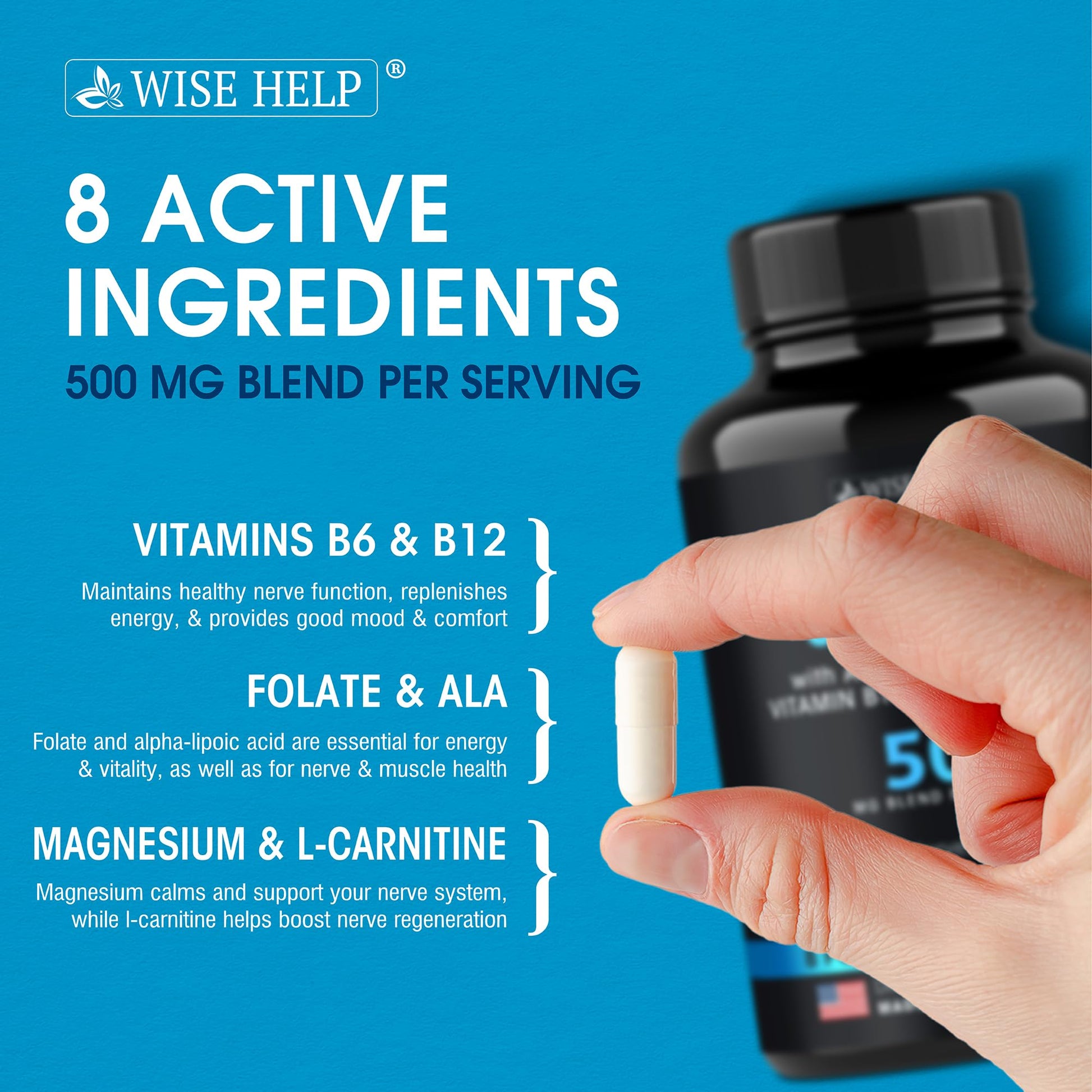 Neuropathy Support Natural Nerve Discomfort Relief - Made in USA - Nerve Antioxidant for Trigeminal Neuralgia, Diabetic & Peripheral Neuropathy - Hands, Neck, Feet & Toes Treatment Formula - 60 Caps WISEHELPBuy Supplements Australia