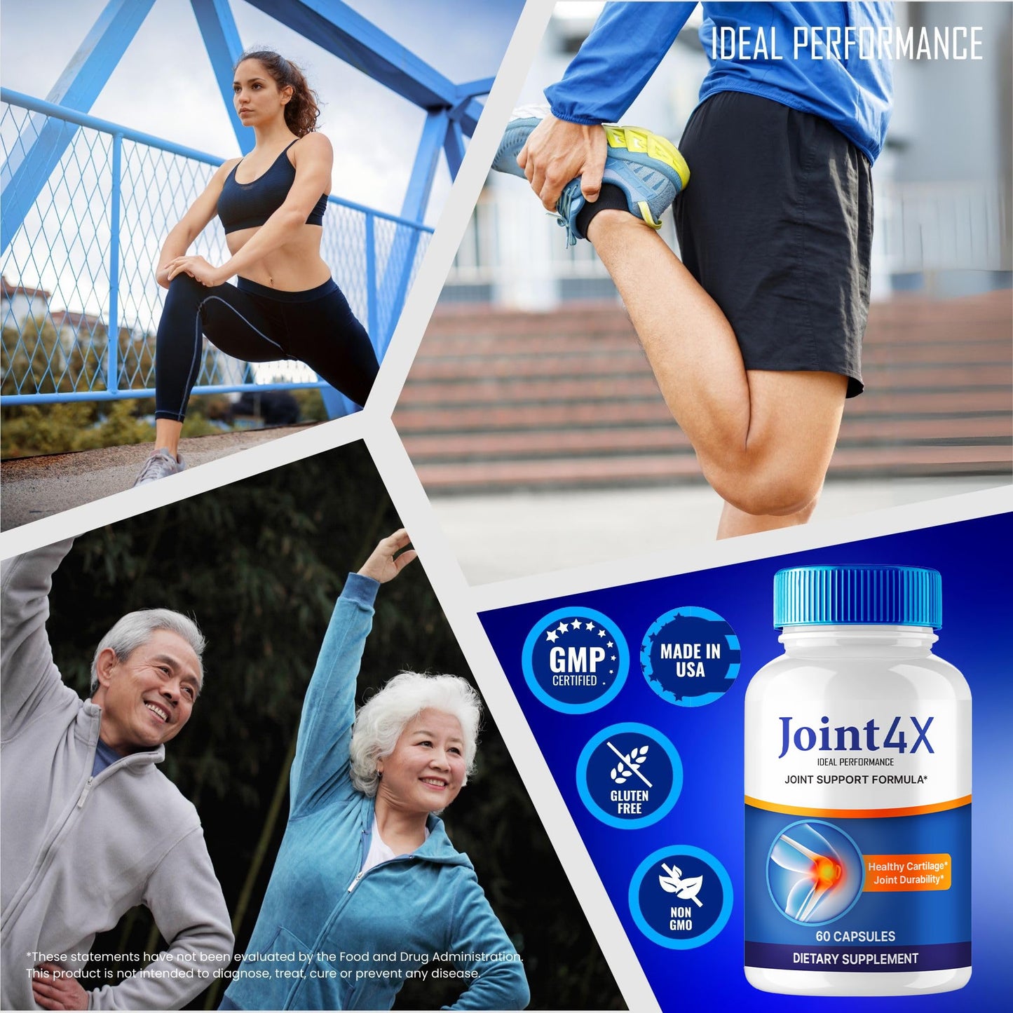 IDEAL PERFORMANCE Joint4X Joint Support Capsules, Official Joint-4X Supplement Pills, All-Natural Formula to Fortify Bones and Bolster Flexibility - Maximum Strength, Joint 4X Pills Reviews (5 Pack) IDEAL PERFORMANCEBuy Supplements Australia