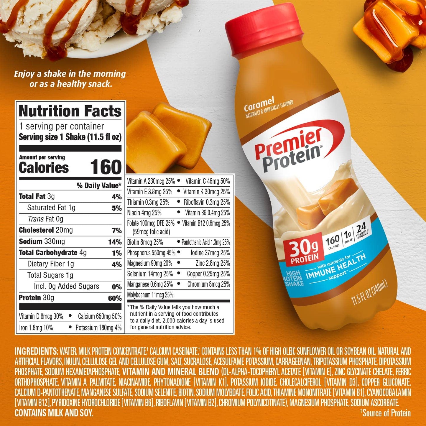 Premier Liquid Protein Shake, Caramel, 30g Protein, 1g Sugar, 24 Vitamins & Minerals Premier ProteinBuy Supplements Australia