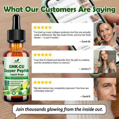 Vita PLynxera GHK-CU Peptide Supplement Liquid Drops, Premium 6-in-1 GHK CU Copper Peptides w. Marine Collagen Hyaluronic Acid Biotin for Anti-Aging, Skin Hair Growth Support, Oral Drops丨Women Men Vita PLynxeraBuy Supplements Australia
