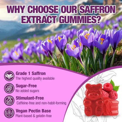 VAJYKEWJY Saffron Gummies (88.5 mg) with Magnesium — Enhanced with St. John’s Wort, Rhodiola, Ashwagandha & Vitamins B6, B12, D3 for Mood & Focus Support — 120 Count VAJYKEWJYBuy Supplements Australia