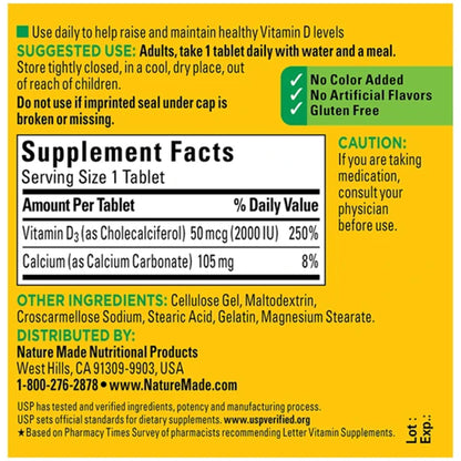 Nature Made Vitamin D3 2000iu 320 Ct. Soft Gels (Packaging May Vary) Nature MadeBuy Supplements Australia
