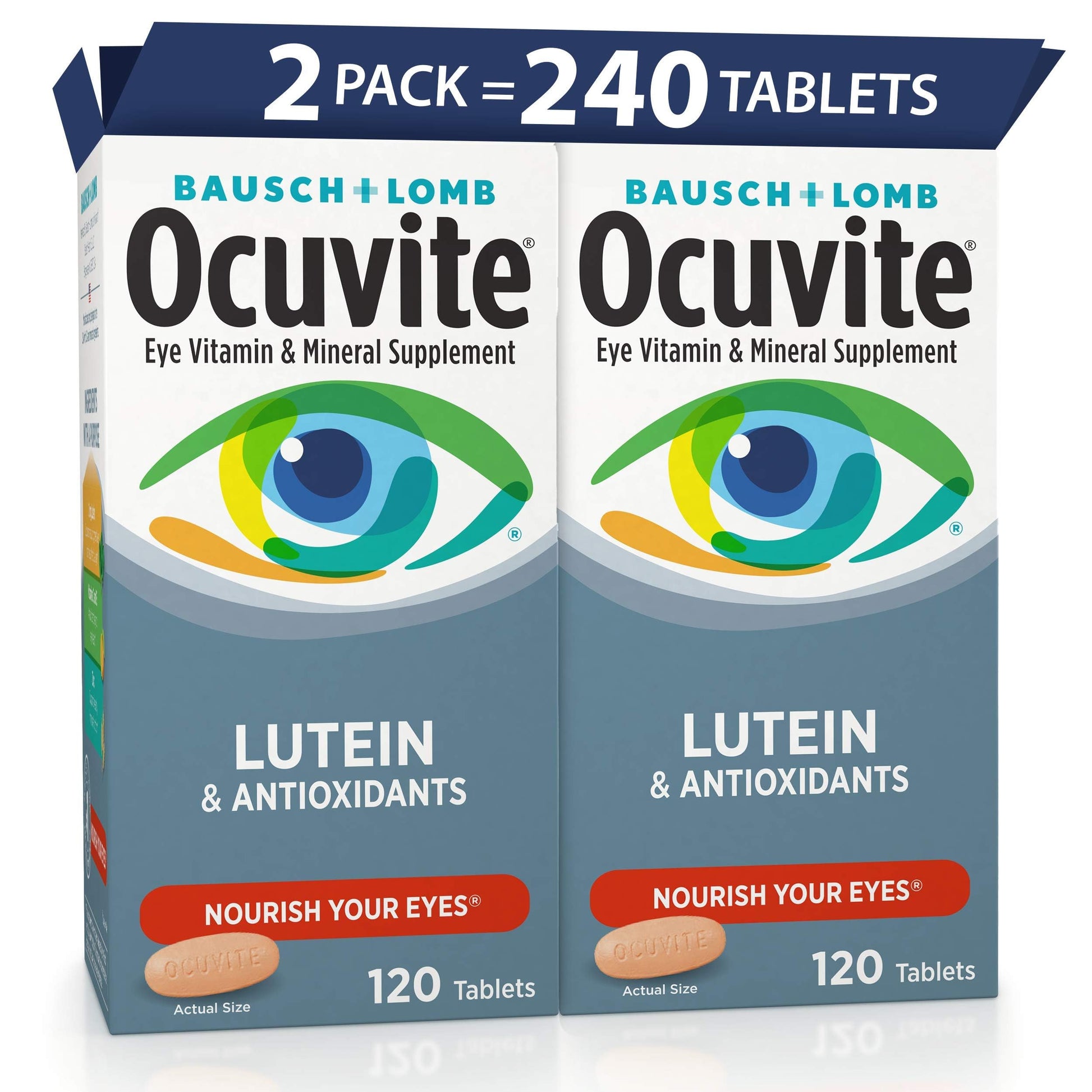 Ocuvite Eye Vitamin & Mineral Supplement, Lutein & Antioxidant Vitamins A, C, E, Zinc for Eye Health, Vitamins for Eyes, 120 Tablets (Pack of 2) OcuviteBuy Supplements Australia