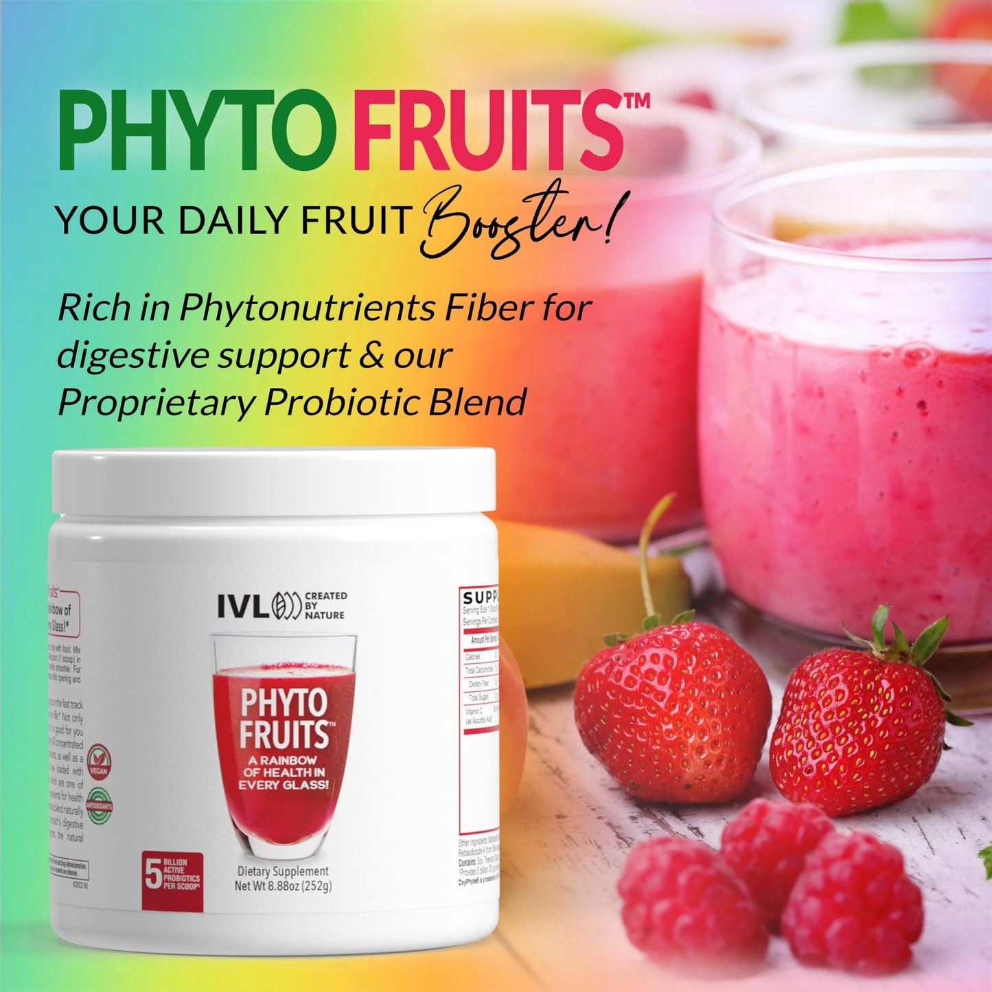 IVL - Phyto Fruits Superfood Powder - Support Energy - Digestive & Probiotic - Antioxidant - Vegan - 40 Fruits and Nutrients Plus 6 Probiotic Strains (30 Servings, 8.88 oz) IVLBuy Supplements Australia