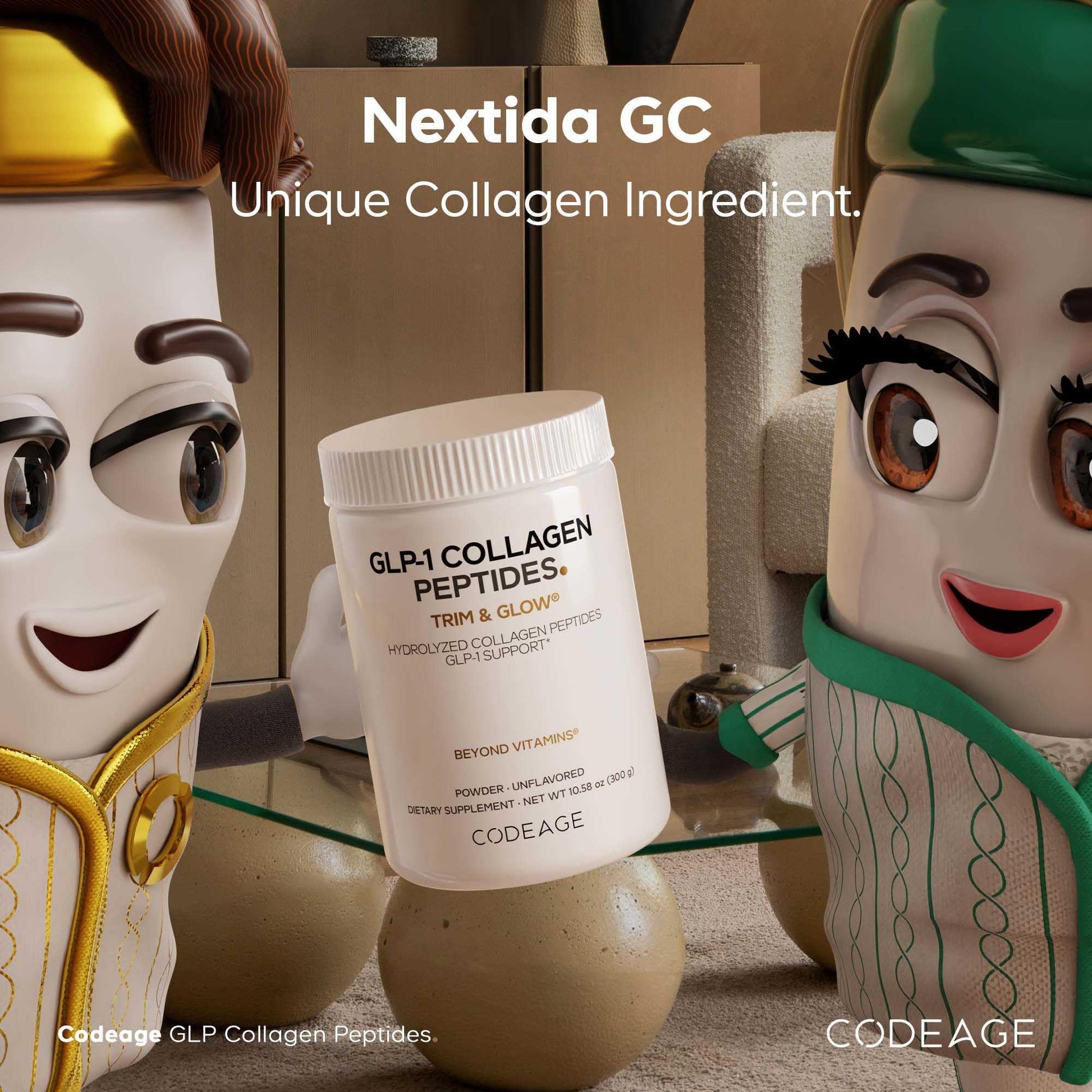 Codeage GLP-1 Collagen Powder Supplement - Nextida GC Collagen Peptides - GLP 1 Support - Hydrolyzed, Grass-Fed, Type I & III, Unflavored - Non-GMO, Gluten-Free, Dairy-Free - 10.58 Oz CodeageBuy Supplements Australia
