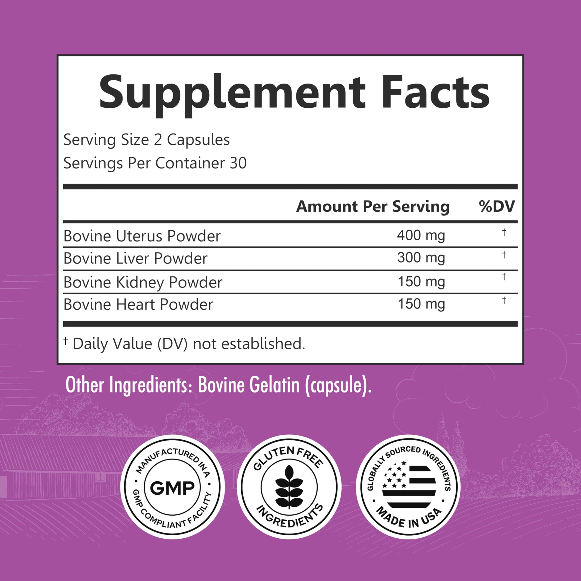 BioSchwartz Primal Beef Organ Supplement for Women - 60 Capsules - Grass-Fed & Pasture-Raised - Supports Healthy Hair Skin and Nails, Hormone Balance - with Bovine Liver, Kidney, Heart, Uterus Powder BioSchwartzBuy Supplements Australia
