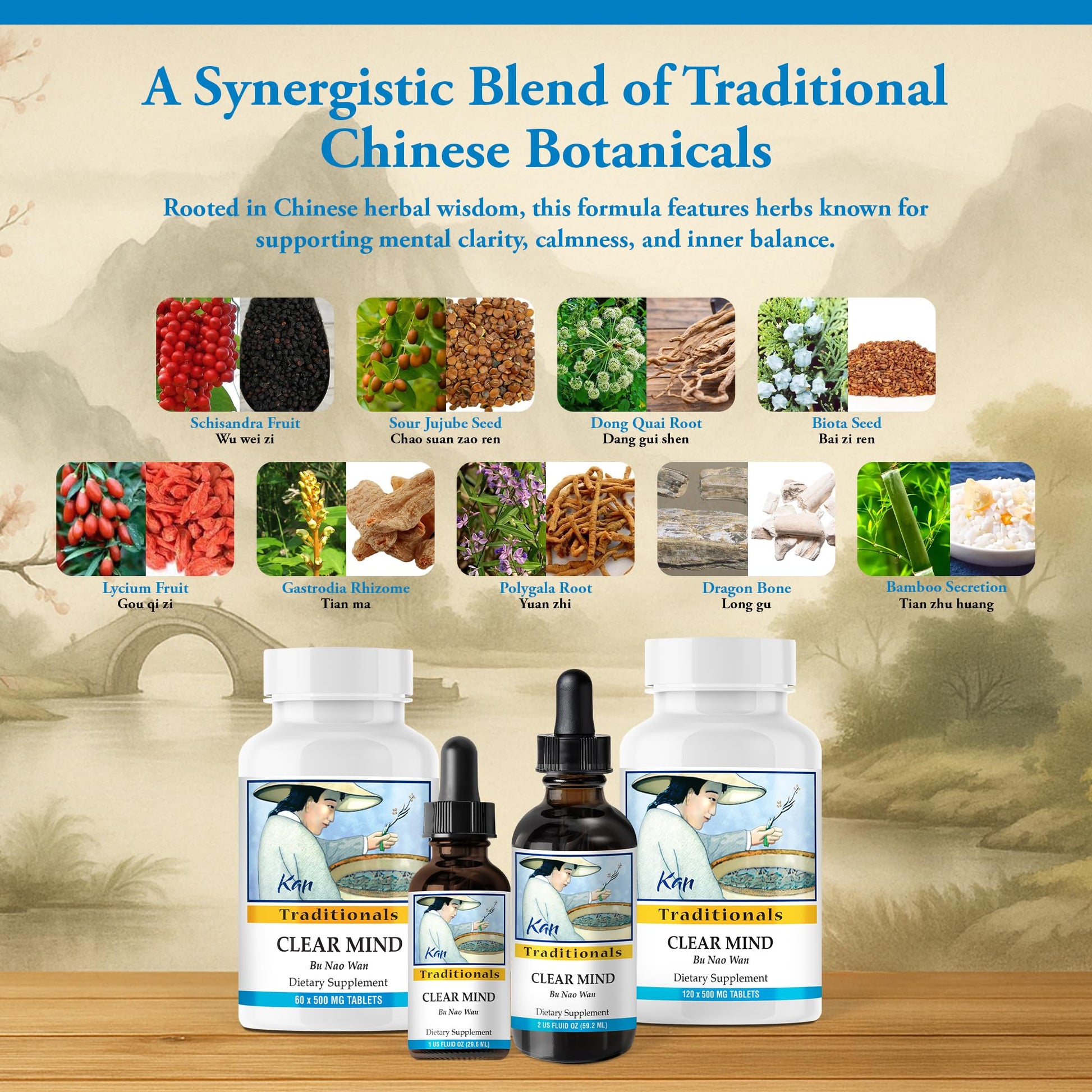 Kan Herbs Company Clear Mind Formula – Traditional Chinese Herbal Blend for Cognitive Clarity and Spirit Support, Nourishes Heart Yin and Blood, Calms Shen, Herbal Supplement, 60 Tablets Kan HerbsBuy Supplements Australia